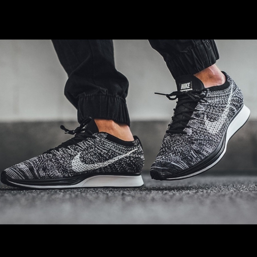 Nike Black White Flyknit Athletic Shoes - Picture 2 of 10